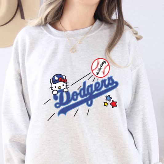 Blue Dodgers Hello Kitty DTF transfer